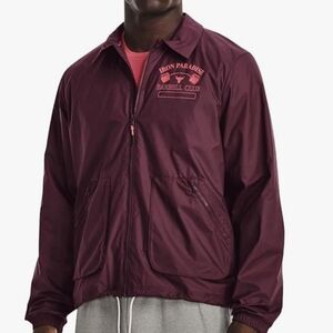 Under Armour Project Rock Iron Paradise full zip dark maroon size medium PTP23in